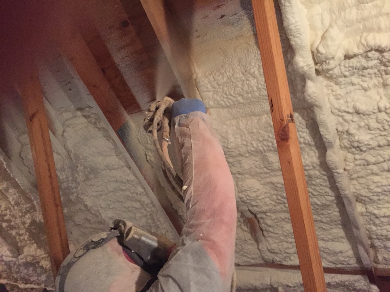Finished spray foam insulation in a Kansas City residence